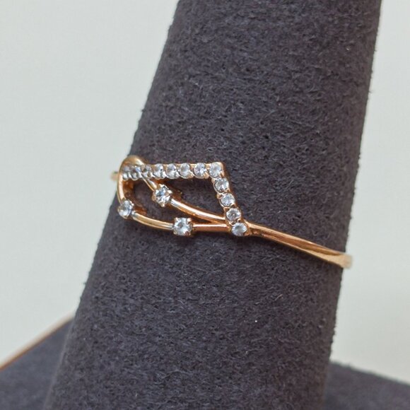 Russian 14k Rose Gold Diamond Chip Geometric Stacking Ring · Sz 9 - Picture 3 of 12
